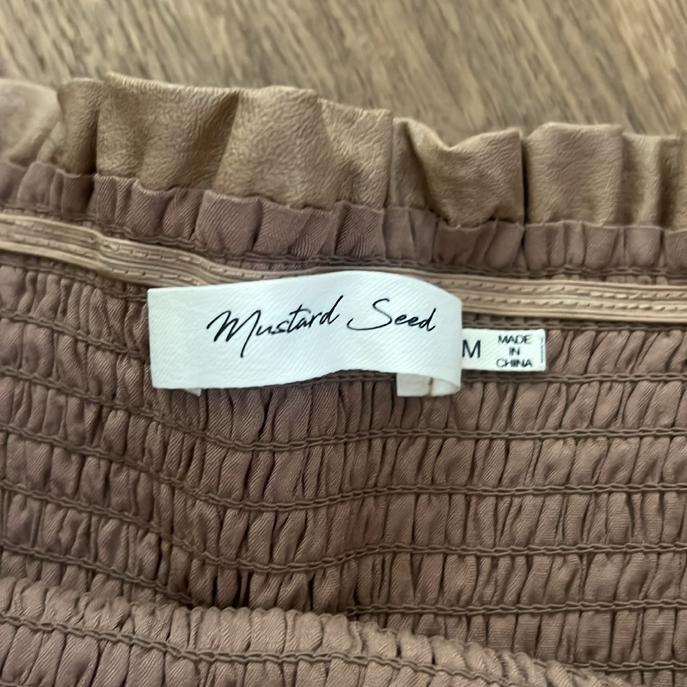 Mustard Seed Tan Leather Skort - Picture 5 of 6
